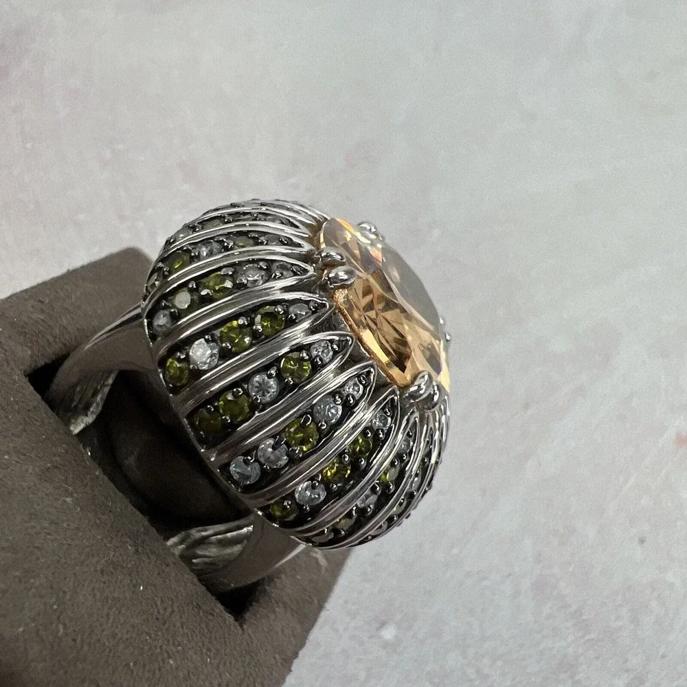 Large Statement Ring Costume Bold Yellow Mob Wife Modern‎